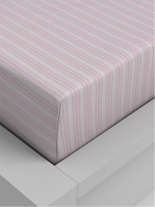 Kvalitex Bombažna napenjalna rjuha 80x200cm rožnati pas Kvalitex