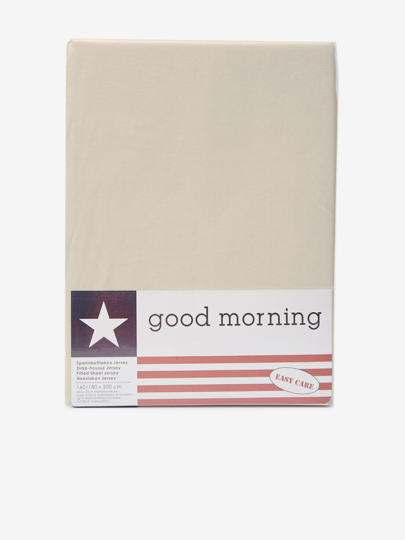 Good Morning 140 x 200 cm - bež rjuha iz raztegljivega džersija Good Morning