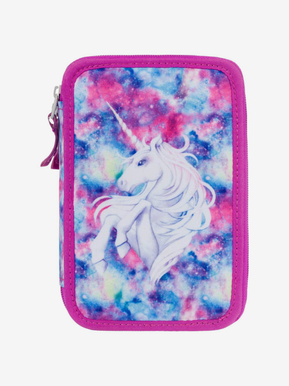BAAGL  Rožnata šolska torba za svinčnike z dvema nivojema Baagl Unicorn