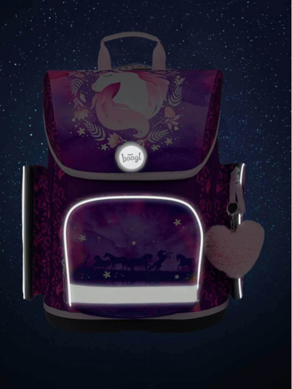 BAAGL  Vijolična šolska torba Ergo Baagl Konj