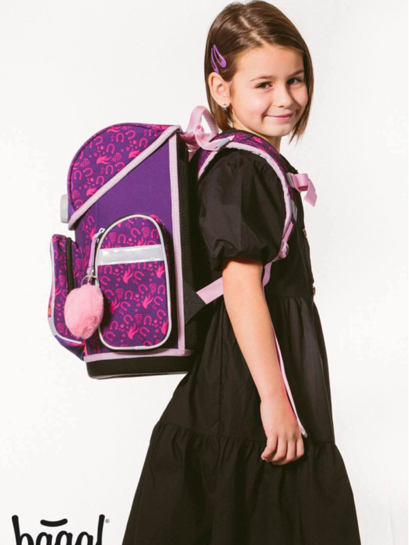 BAAGL  Vijolična šolska torba Ergo Baagl Konj