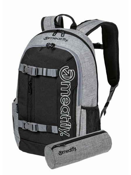 Meatfly Nahrbtnik Meatfly Basejumper Grey Heather / Black 22 L | Črna | Prostornina 22 L