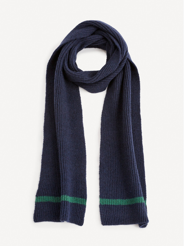 Celio Temno moder komplet moške kape, šala in rokavic v darilnem paketu Celio