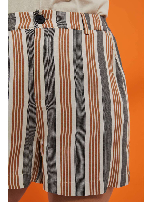 Moodo Moodo Ženske črtaste hlače sive in rjave barve