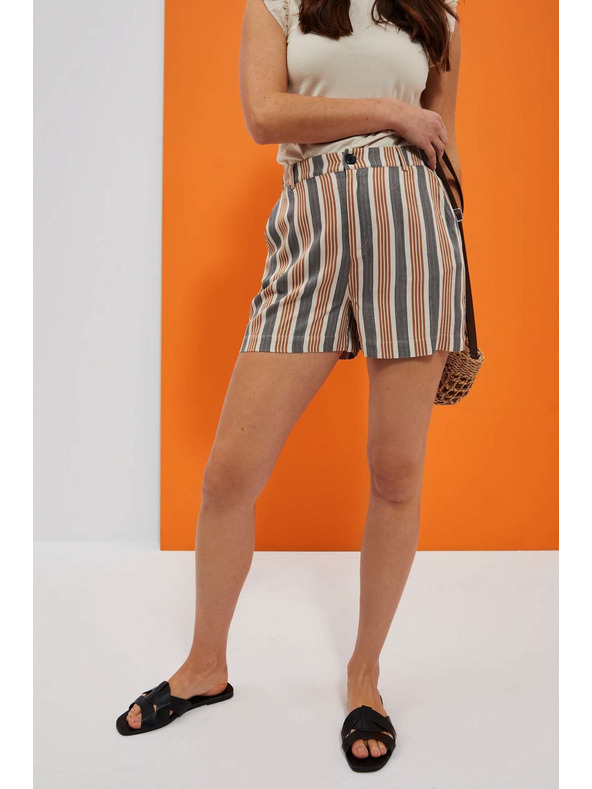 Moodo Moodo Ženske črtaste hlače sive in rjave barve