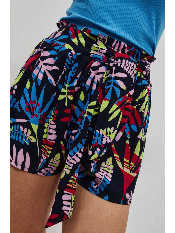 Moodo Temno modre ženske kratke hlače z vzorcem Moodo