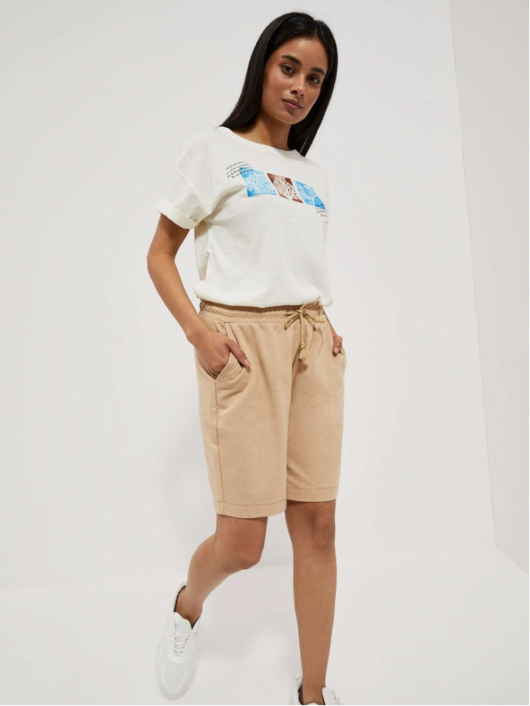 Moodo Bež ženske kratke hlače Moodo