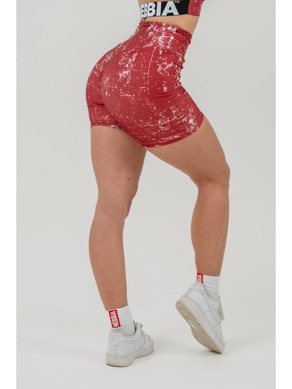 Nebbia Legínové šortky s vysokým pásom 5" HAMMIES 615 XS, červená