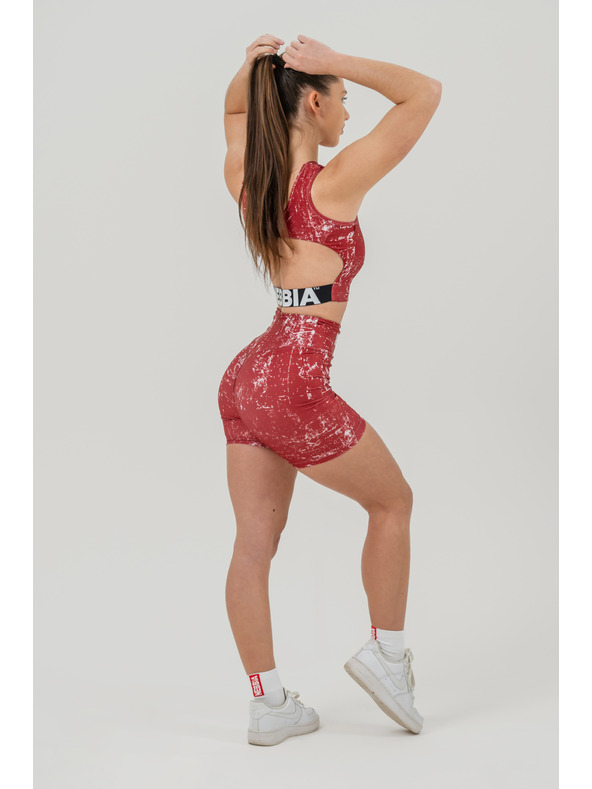 Nebbia Legínové šortky s vysokým pásom 5" HAMMIES 615 XS, červená