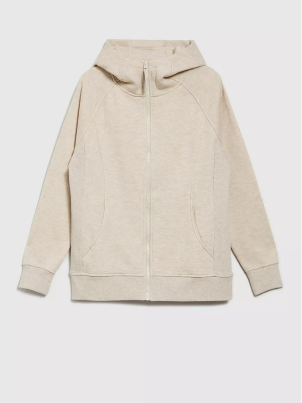 Moodo Bež ženska jopa s kapuco na zadrgo Moodo