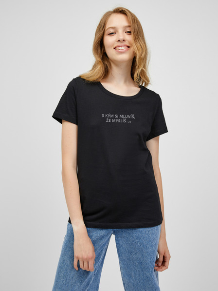 ZOOT.Original Črna ženska majica ZOOT.Original S kom se pogovarjaš, da misliš