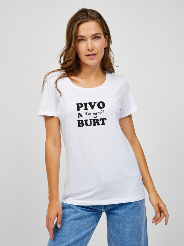 ZOOT.Original Bela ženska majica ZOOT.Original PIVO in (to sem jaz) BUŘT