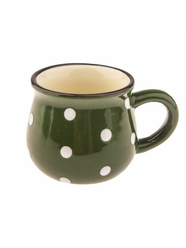Casa de Engel Keramična skodelica, zelena z pikami, 75ml, 24/144