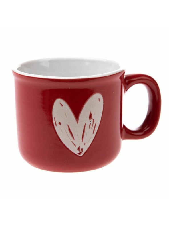 Casa de Engel Keramična skodelica s srcem, rdeča, 90ml, 12/96
