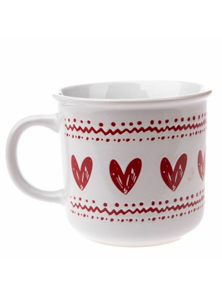 Casa de Engel Keramična skodelica s srci, bela, 450ml, 6/36