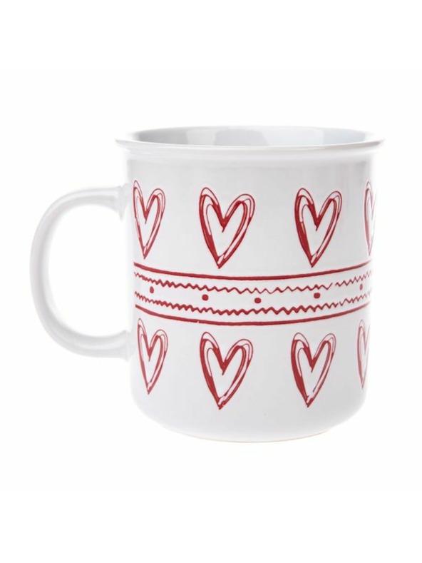 Casa de Engel Keramična skodelica s srčki, bela, 710ml, 6/24