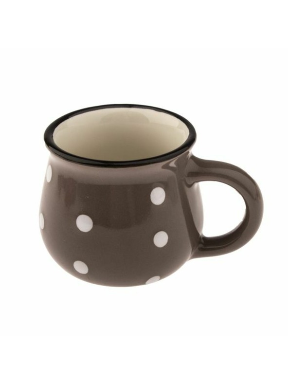 Casa de Engel Keramična skodelica - temno siva s pikami, 75ml, 24/144