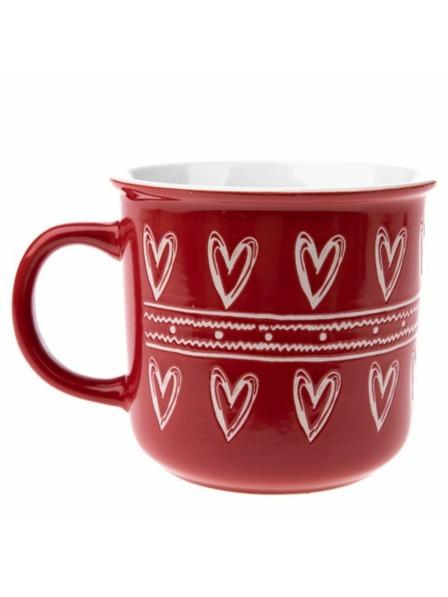 Casa de Engel Keramična skodelica s srčki, rdeča, 450ml, 6/36