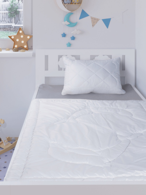 Kvalitex Poletna otroška odeja in vzglavnik za otroško posteljico bela Kvalitex