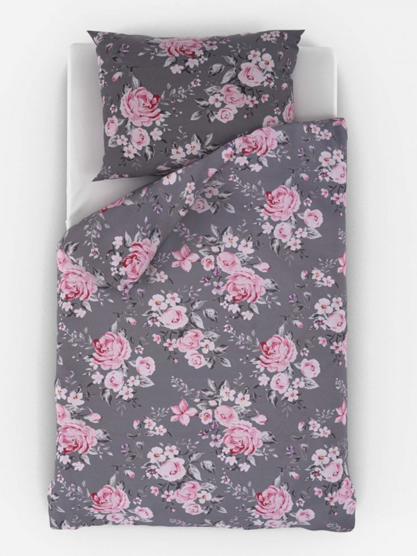 Kvalitex Francoska bombažna posteljnina Provence Collection 200x200, 70x90cm Beatrice siva Qualitex