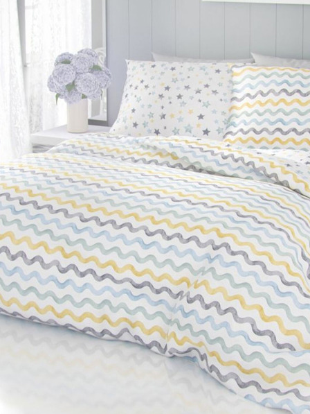 Kvalitex Francoska bombažna posteljnina Delux 220x200, 70x90cm Duo blue Kvalitex