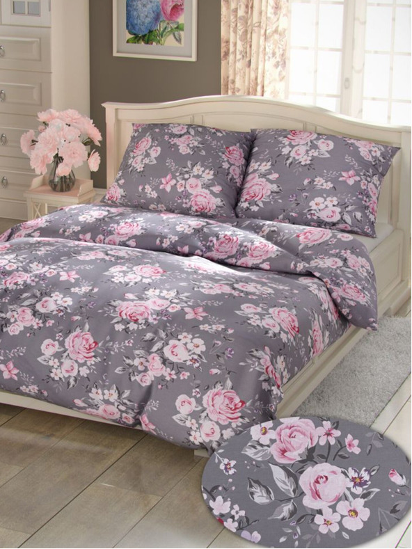 Kvalitex Francoska bombažna posteljnina Provence Collection 220x200, 70x90cm Beatrice siva Kvalitex