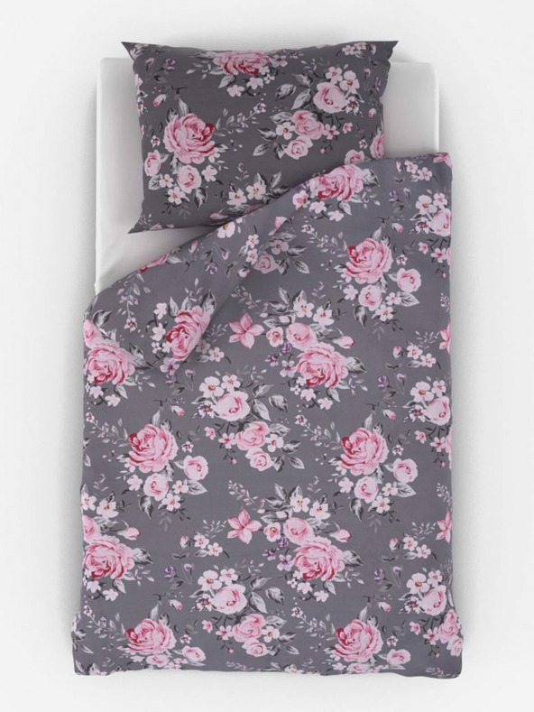 Kvalitex Francoska bombažna posteljnina Provence Collection 220x200, 70x90cm Beatrice siva Kvalitex