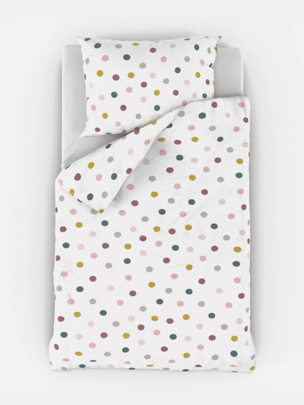 Kvalitex Bombažna posteljnina za otroško posteljico Žogice na beli barvi Qualitex
