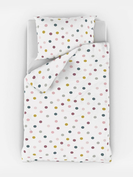 Kvalitex Bombažna posteljnina za otroško posteljico Žogice na beli barvi Qualitex