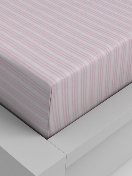 Kvalitex Bombažna raztegljiva rjuha 140x200cm rožnate proge Kvalitex