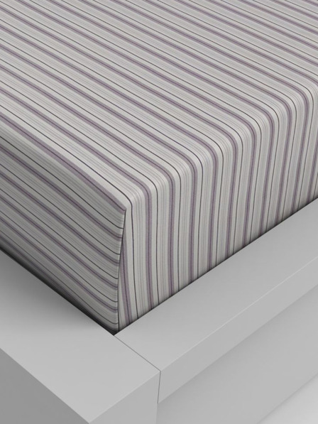 Kvalitex Bombažna raztegljiva rjuha 160x200cm vijolične proge Kvalitex