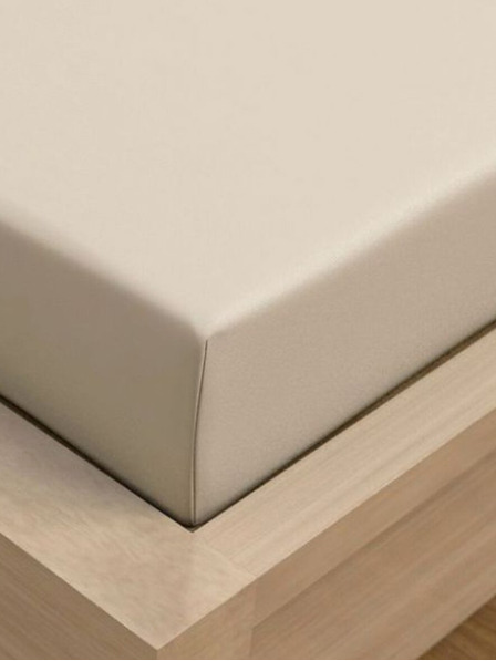Kvalitex Jersey rjuha z lycro za enojno posteljo 90x200cm svetlo bež Kvalitex