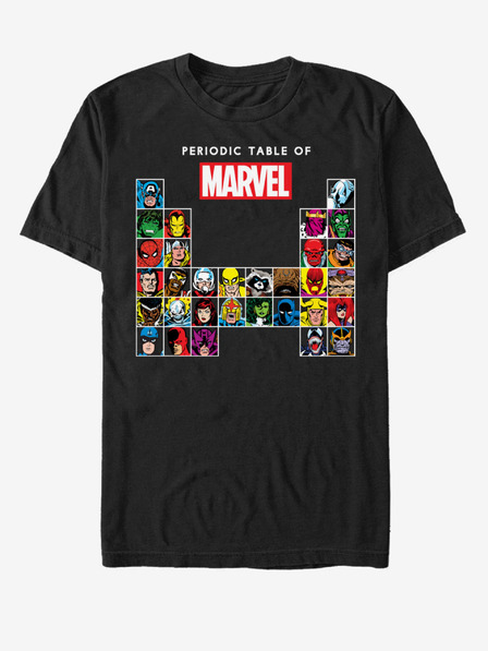 ZOOT.Fan Črna unisex majica ZOOT.Fan Marvel Periodična majica Marvel