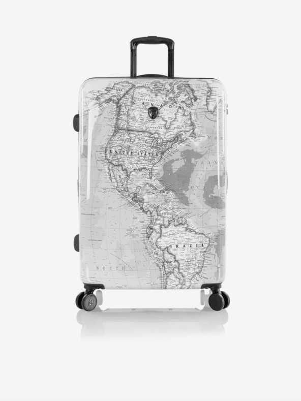 Heys Komplet treh vzorčastih potovalnih kovčkov v beli barvi Heys Journey 3G S,M,L Black/White Map