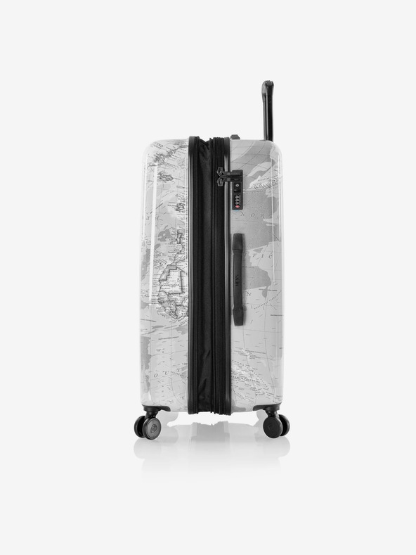 Heys Komplet treh vzorčastih potovalnih kovčkov v beli barvi Heys Journey 3G S,M,L Black/White Map