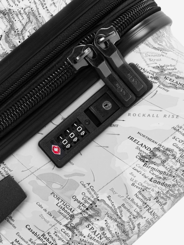 Heys Komplet treh vzorčastih potovalnih kovčkov v beli barvi Heys Journey 3G S,M,L Black/White Map