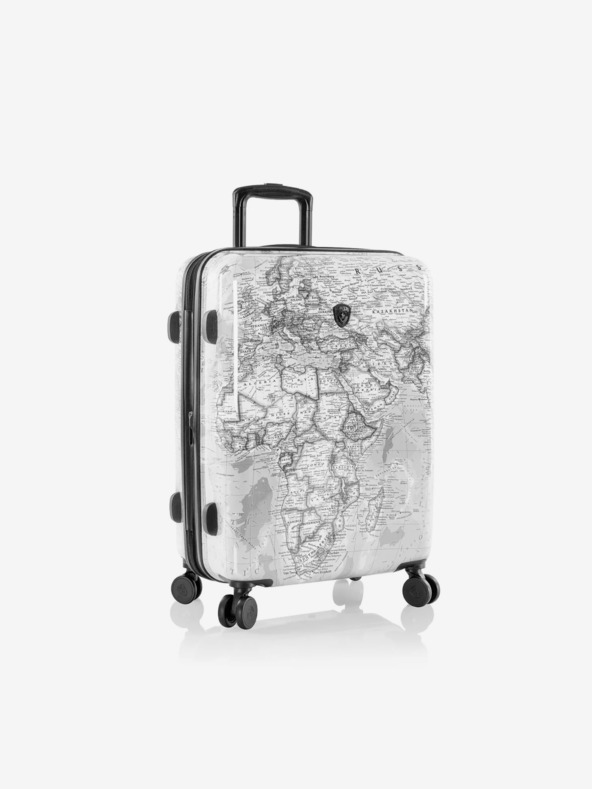 Heys Komplet treh vzorčastih potovalnih kovčkov v beli barvi Heys Journey 3G S,M,L Black/White Map