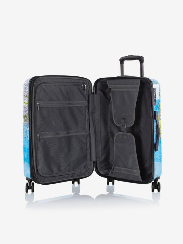 Heys Komplet treh vzorčastih potovalnih kovčkov v modri barvi Heys Journey 3G S,M,L Blue Map