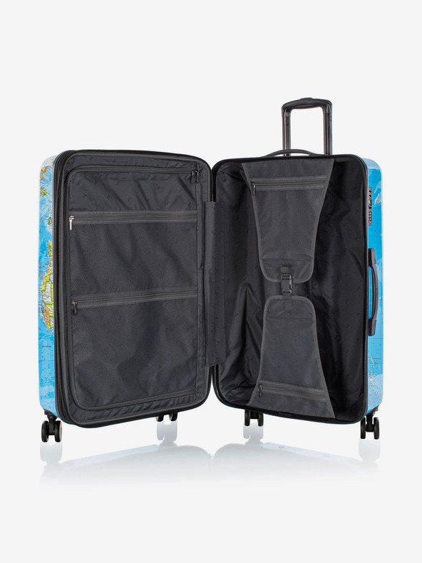 Heys Komplet treh vzorčastih potovalnih kovčkov v modri barvi Heys Journey 3G S,M,L Blue Map