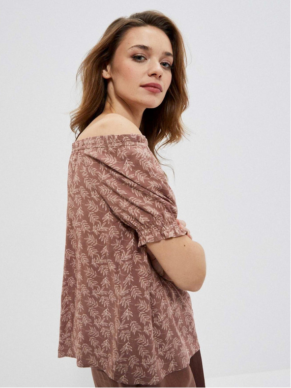 Moodo Rjava ženska cvetlična bluza Moodo