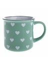 Casa de Engel Keramična skodelica, svetlo zelena z belimi srčki, 400 ml, 12/36