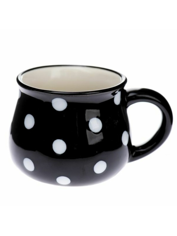 Casa de Engel Keramična skodelica, črna s pikami, 75 ml, 24/144