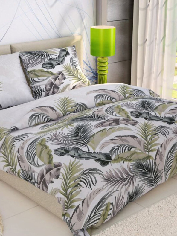 Kvalitex Francosko bombažno posteljno perilo DELUX 240x200, 70x90cm PALMA bela