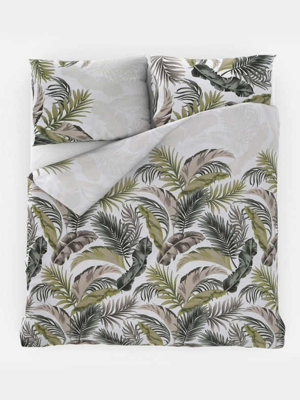 Kvalitex Francosko bombažno posteljno perilo DELUX 240x200, 70x90cm PALMA bela