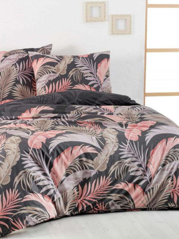 Kvalitex Francoska bombažna posteljnina DELUX 220x200, 70x90cm PALMA siva