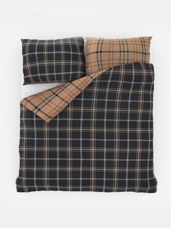 Kvalitex Francoska bombažna posteljnina NORDIC COLLECTION 200x200, 70x90cm KARO temno rjava