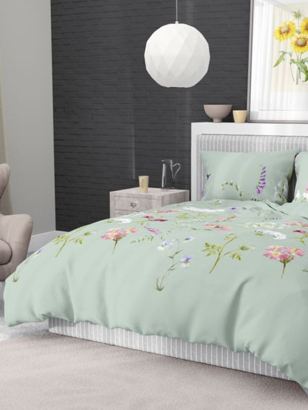 Kvalitex Francoska bombažna rjuha za otroško posteljico DELUX 240x200, 70x90cm BOTANICA zelena