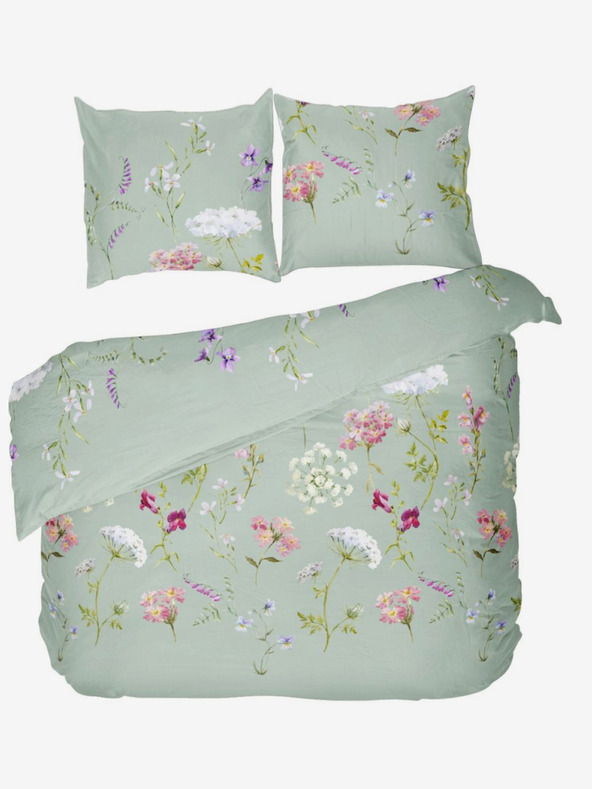 Kvalitex Francoska bombažna rjuha za otroško posteljico DELUX 240x200, 70x90cm BOTANICA zelena