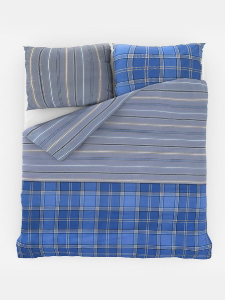 Kvalitex Francoska podaljšana bombažna posteljnina DELUX 240x220, 70x90cm CAMPUS modra