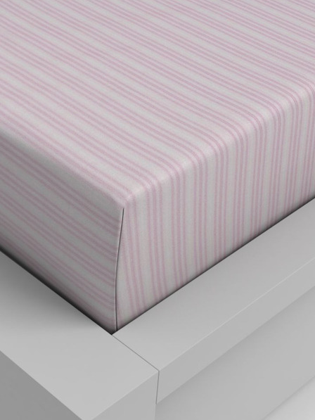 Kvalitex Bombažna napenjalna rjuha 180x200cm rožnati trak Kvalitex